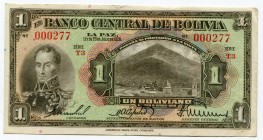 Bolivia 1 Boliviano 1928 
P# 118a; № 000277; VF