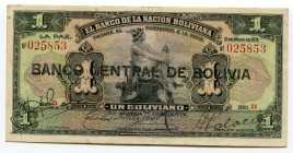 Bolivia 1 Boliviano 1929 
P# 112; № 025853; VF