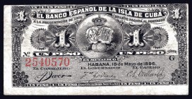 Cuba 1 Peso 1896
P# 47a; VF