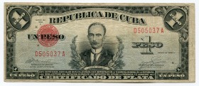Cuba 1 Peso 1936 A
P# 69c; № D505037A; VF-XF