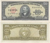 Cuba 20 Pesos 1960
P# 80c; XF