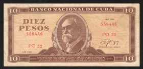 Cuba 10 Pesos 1987 
P# 104c; VF+