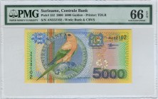 Suriname 5000 Gulden 2000 PMG66EPQ
P# 152; UNC.