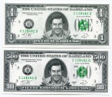 United States of Darkland 1 & 500 Dollars 2017 Specimen "Escobar" Same S/N
Same S/N # C128482D; Fantasy Banknote; Limited Edition; Made by Matej Gábr...