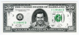 United States 500 Black Dollars 2017 Specimen "Pablo Escobar"
# C 128482 D;Gabris banknote Limited Edition; "The United states of Darkland, Pablo Esc...