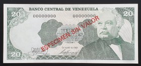 Venezuela 20 Bolivares 1981 Specimen 00000000
P# 63s; UNC