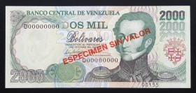 Venezuela 2000 Bolivares 1998 Specimen №0155
P# 77bs; UNC