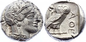Ancient Greece Attica Athens AR Tetradrachm 454 - 404 B.C.
Silver 17.00g; Obvers - Athena; Revers - Owl, Olive Spray and Moon