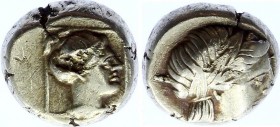 Ancient Greece Lesbos Mytilene EL Hekte Sixth Stater 377 - 326 B.C.
2.51g 10mm; Bodenstedt Em. 95; HGC 6, 1021; Laureate head of Apollo right / Head ...