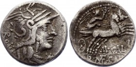 Roman Republic AR Denarius 132 B.C.
Silver 3.66g 18mm; P. Calpurnius. Denarius, 133 BC, Rome. Obv. Helmeted head of Roma right. Rev. Victory driving ...