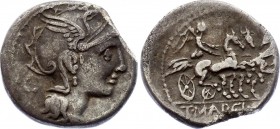 Roman Republic AR Denarius 111 B.C.
Silver 3.59g 17mm; Apius Cladius Pulcher, T. manlius Mancius, and Q Unbinis. 111-110 B.C. Rome, Helmeted head of ...
