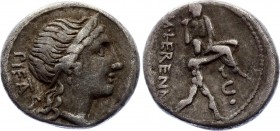 Roman Republic AR Denarius 108 B.C.
Silver 3.82g 17mm; M. Herennis, Denarius, Rome, 108-107 BC, Head of Pietas right, wering stephane, PIETAS downwar...