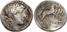 Roman Republic AR Denarius 90 B.C.
Silver 3.75g 17.5mm; C. Vibius. f. Pans, 90 BC, Denarius, Rome. Laureate head of Apollo right. Rev. Minerva in qua...