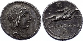 Roman Republic AR Denarius 90 BC Calpurnius Piso Frugi 
Laureate head of Apollo right, XII behind / Naked horseman galloping right, holding palm fron...