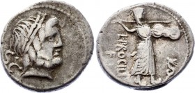 Roman Republic AR Denarius 80 B.C.
Silver 3.74g 17mm; L. Procilius Q.F. Denarius, 80 B.C. Rome. Obv. Laureat head of Jupiter right, S C behind. Rev. ...