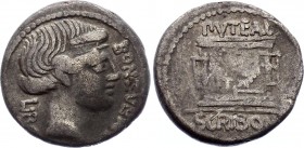 Roman Republic AR Denarius 62 B.C.
Silver 3.69g 18mm; L. Scribonius Libo. Denarius, 62 BC, Rome. Obv. Diademed head of Bonus Eventus right, LIBO down...