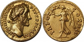 Roman Empire Antoninus Pius Aureus 156-157 A.D.
Gold 7g.; RIC III 266a; Strack 316δ; Calicó 1675; Antoninus Pius 138 - 161 A.D. ; Rome mint.; ΛNTONIN...
