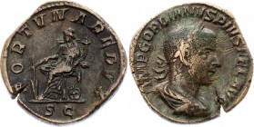 Roman Empire Sestertius Gordianus III 243 - 244 A.D.
Sestertius Obv: IMPGORDIANVSPIVSFELAVG - Laureate, draped and cuirassed bust right. Rev: FORTVNA...