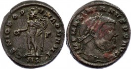 Roman Empire Follis Maximianus 302 - 303 AD
Obv: IMPMAXIMIANVSPFAVG - Laureate head right. Rev: GENIOPOPVLIROMANI Exe: STS - Genius standing left, ho...