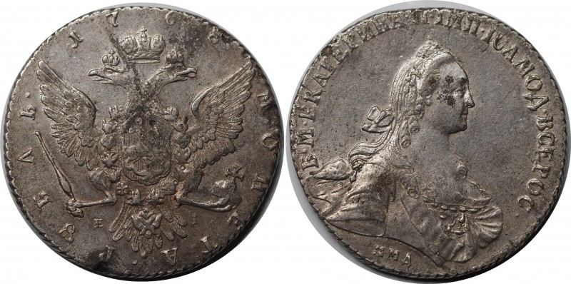 Russia 1 Rouble 1768 ММД ЕI
Bit# 129; Silver. XF.