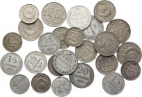 Russia - USSR Lot of 25 Coins 1923 - 1957
With Silver; Various Dates & Denominations