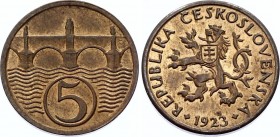 Czechoslovakia 5 Haleru 1923
KM# 6; UNC.