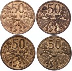 Czechoslovakia 50 Heller 1947 & 1948 & 1950 BUNC
Rare in this condition. 4 pieces.
