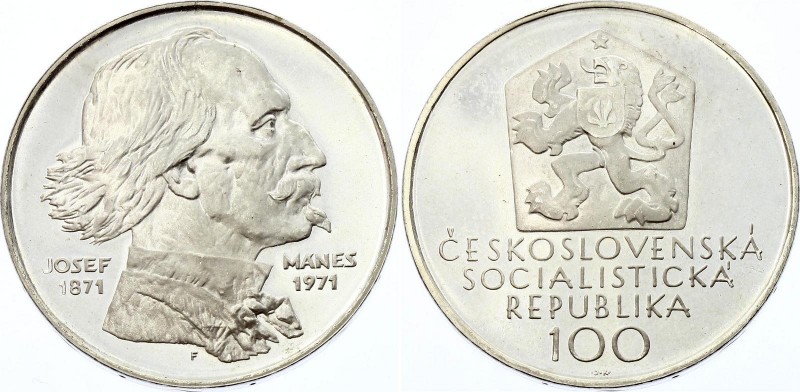 Czechoslovakia 100 Korun 1971
KM# 73; Silver Proof; 100th Anniversary of the De...