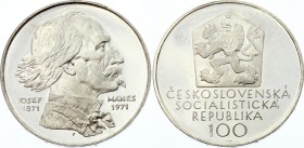 Czechoslovakia 100 Korun 1971
KM# 73; Silver Proof; 100th Anniversary of the Death of Josef Mánes