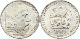 Czechoslovakia 100 Korun 1974 
KM# 82; Silver; 150th Anniversary of Bedřich Smetana; UNC
