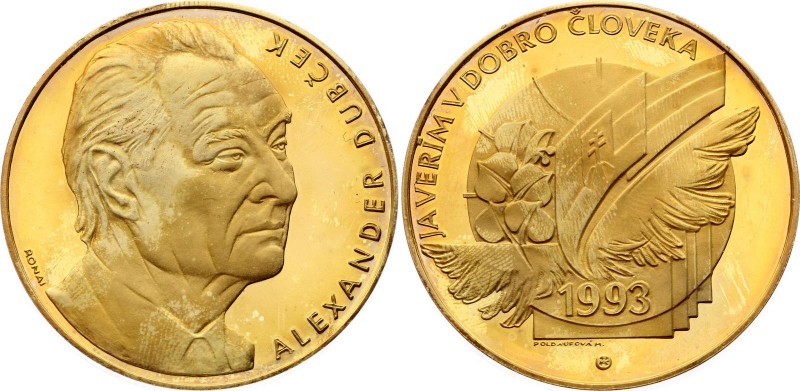 Slovakia Medal Alexander Dubček "Ja Verím v Dobro Človeka" 1993 Rare
Silver 31....