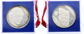 Slovakia 200 Korun 1995 PROOF RARE
KM# 25; Silver Proof; Mint. 1,500; 100th Anniversary - Birth of Mikulas Galanda; Original Sealed Bank Package
