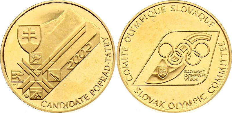 Slovakia "Slovak Olympic Committee" 2002
Gold Plated Metal 32.52g 40mm; "Candid...