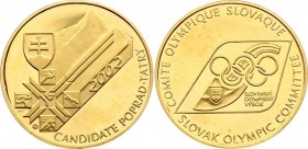 Slovakia "Slovak Olympic Committee" 2002
Gold Plated Metal 32.52g 40mm; "Candidate Poprad Tatry"; With Opened Original Box