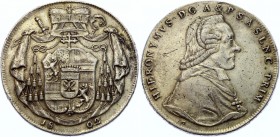 Austria Salzburg Thaler 1802
KM# 465; Hieronymus von Colloredo, 1772 - 1803. Silver, XF.