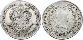 Austria 20 Kreuzer 1796 B - Kremnitz
KM# 2139; Silver; Franz II