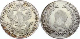 Austria 20 Kreuzer 1809 B - Kremnitz
KM# 2141; Silver; Franz I