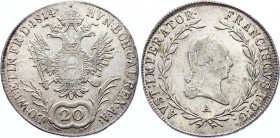 Austria 20 Kreuzer 1814 A - Wien
KM# 2142; Silver; Franz I; XF-