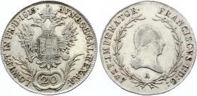 Austria 20 Kreuzer 1815 A - Wien
KM# 2142; Silver; Franz I; XF-