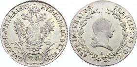 Austria 20 Kreuzer 1823 A - Wien
KM# 2143; Silver; Franz I