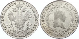 Austria 20 Kreuzer 1824 A - Wien
KM# 2143; Silver; Franz I