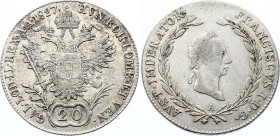 Austria 20 Kreuzer 1827 A - Wien
KM# 2144; Silver; Franz I