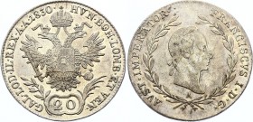 Austria 20 Kreuzer 1830 A - Wien
KM# 2145; Silver; Franz I