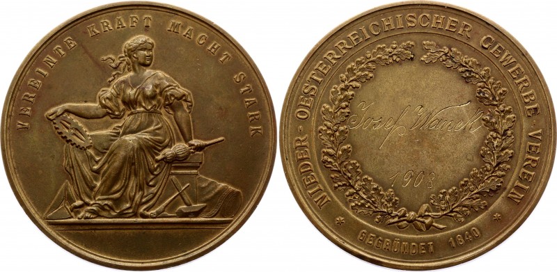 Austria AE Award Medal from the Lower Austrian Trade Association 1840 
42.77g 5...