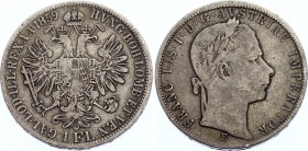 Austria 1 Florin 1859 E - Karlsburg R!
KM# 2219; Silver; Franz Joseph I; VF