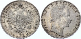 Austria 1 Florin 1860 B - Kremnitz
KM# 2219; Silver; Franz Joseph I