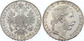 Austria 1 Florin 1866 B - Kremnitz
KM# 2220; Silver; Franz Joseph I; aUNC with mint luster