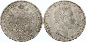 Austria 2 Florin 1859 A - Wien
KM# 2230; Silver; Franz Joseph I