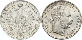Austria 1 Florin 1879 
KM# 2222; Franz Joseph I; Silver; AUNC