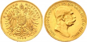 Austria 10 Corona 1909 
KM# 2815; Gold (.900) 3.38g 18.95mm; Franz Joseph I